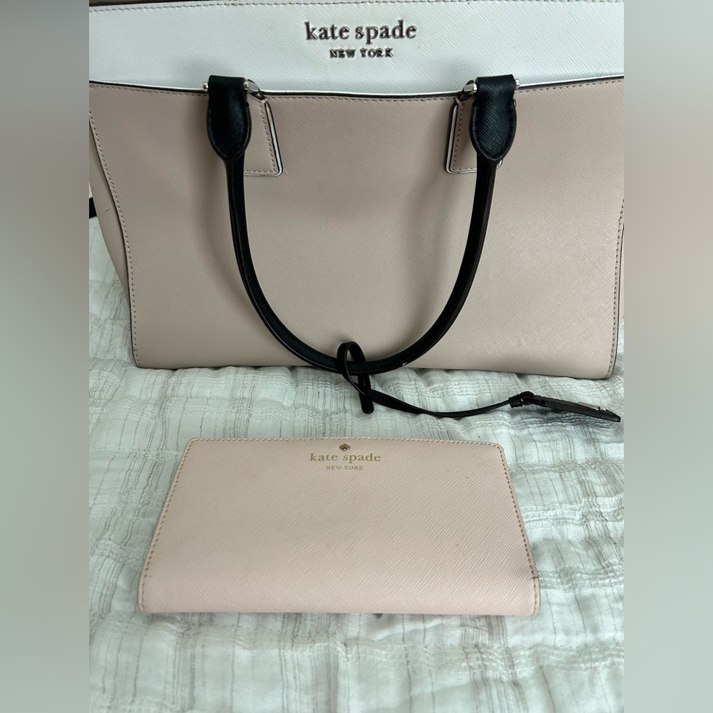 Kate Spade Pink and Black Tote Bag & Pink Wallet